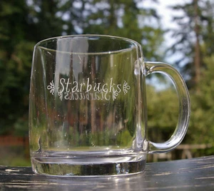 Early Starbucks Coffee Company Etched Glass Mug Logo 3 5/8" Tall - Picture 1 of 8