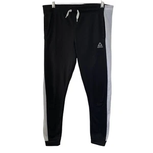 Vintage Reebok Sweatpants boys XL Satin black Elastic Waist Tie Drawstring - Picture 1 of 10
