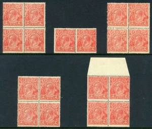 1922 2d Rose-Red Single Wmk KGV MUH (48) in blocks with varieties. Cat $4,800.00 - Picture 1 of 2
