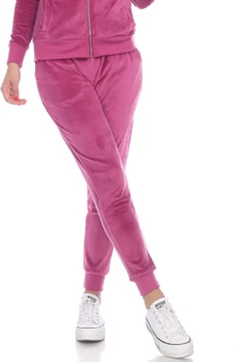 Pantalones de salón jogger elásticos con cordón de terciopelo marca blanca talla L con bolsillos fucsia Foto 1 de 4