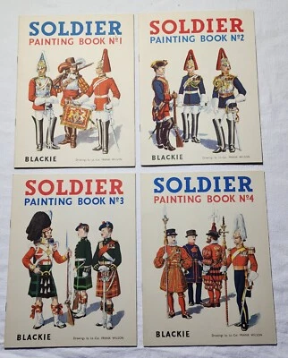 Lt Col Frank Wilson Blackie & Son 1950's Detailed Soldier Coloring Book Set 1-4 Foto 1 de 4