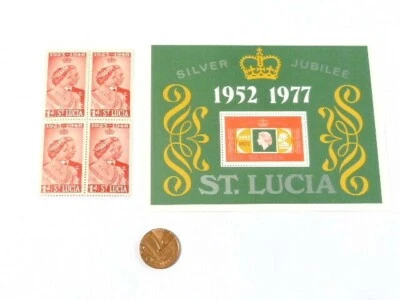 5 x St. Lucia 4 x 1d and 1 x $2.50 George V & Elizabeth II Postage Stamps Unused - Image 1 of 4