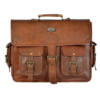 Maletín de mano de cuero genuino vintage para hombre mensajero portátil  Foto 1 de 4