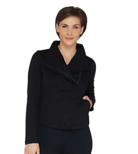 Laurie Felt Twill Military Asymmetric Zip Jacket Black 8R A302509 - Picture 1 of 7