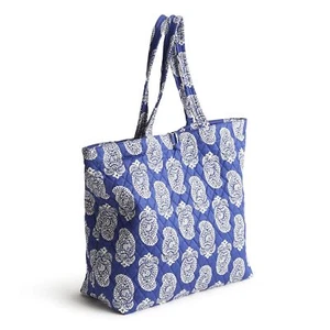 Vera Bradley Premium Cotton Original Tote Iconic Paisley Deep Ultramarine - Picture 1 of 7