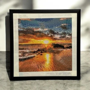 Diamond Art Painting Sunset Finished & Framed 12x12in - Picture 1 of 1