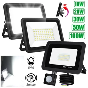 20/30/50/100W LED Floodlight PIR Sensor Motion Security Flood Light Outdoor Lamp - Picture 1 of 13