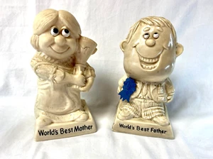 R&W Berries Vintage 1970 Best Mother Best Father Figurines 6" Tall Collectible - Picture 1 of 11