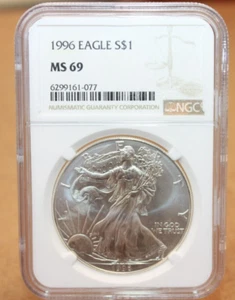 NGC 1996 MS69 $1 Silver Eagle [015WEJ] - Picture 1 of 5