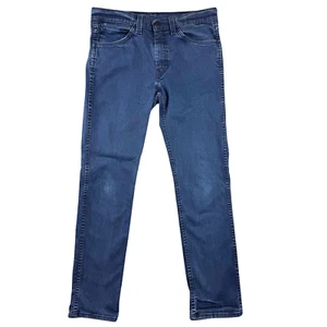 Levis 511 Jeans WMN 33 X 32 Blue Dark Wash Straight Mid Rise Blank Black Tab "R" - Picture 1 of 15