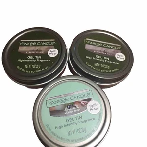 YANKEE CANDLE Lot of 3 Gel Tins 2 Evergreen Mist,1 Alpine Mist - Picture 1 of 5