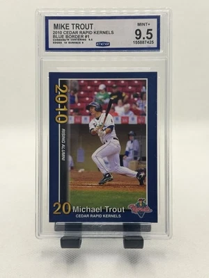 Mike Trout 2010 Cedar Rapids Kernels Blue Border CCG como nuevo + tarjeta de 9,5 Foto 1 de 3
