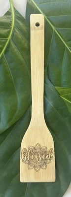 Wood Spoon personalized Kitchen Tool Blessed food best gifts both side engraved  - Image 1 of 2