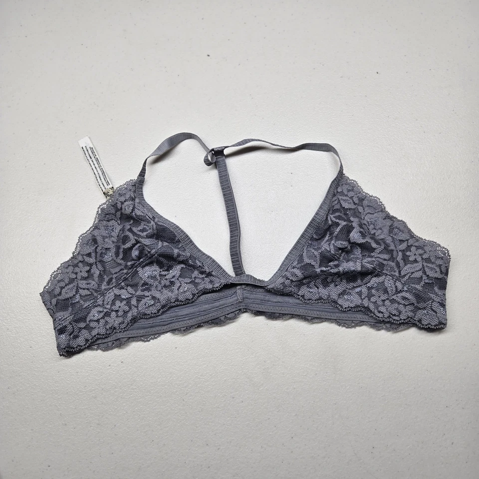 Sujetador Free People Mujer S Gris Floral Bralette Inalámbrico Encaje Malla Correa Foto 1 de 4