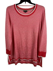 Cupio 2x Pullover orange rot weiß geometrisches Muster weiche Tunika Strickpullover - Bild 1 von 13