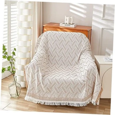  Zapatilla Silla Cubierta Sábana Manta, Reversible Antideslizante 51” x 71” Caqui Blanco Foto 1 de 4