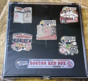 2007 Boston Red Sox World Series Commemorative 5 Pin Set Limited Edition Hangtab - Picture 1 of 3