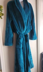 Nordstrom M Unisex Teal Blue Soft Fleece Bath Robe 48' Top To Bottom Comfort  - Picture 1 of 10