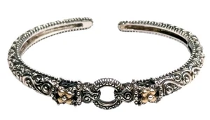 Barbara Bixby Sterlingsilber 18 Karat Gelbgold Blume Scharnier Armreif Armband - Bild 1 von 22