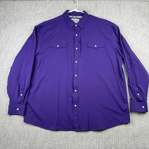 Poncho Pearl Snap Camicia Bottoni Maniche Lunghe Uomo Taglia XXL Viola Western - Foto 1 di 6