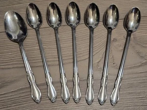 6 Iced Teaspoon Oneida HOMESTEAD Stainless Simeon L & George H Rogers LTD Glossy - Picture 1 of 8