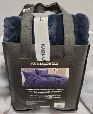 Karl Lagerfeld Paris Channel Faux Fur /Microfiber Printed  3 PC. Duvet Cover Set - Image 1 of 4
