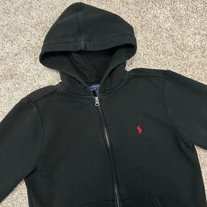 Polo Ralph Lauren Full Zip Hoodie YOUTH Boys Siz Large (14-16) Black Pony Preppy - Picture 1 of 9