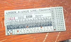 1920s United Railways & Electric Transfer Ticket Baltimore, MD - Linden Ave Line - Picture 1 of 2