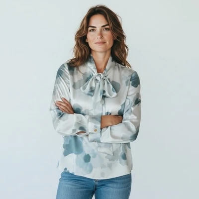 Blusa Donna Karan New York Floral Cuello Atado Nueva York, S nueva con etiquetas Foto 1 de 4