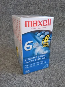 6 Stück Maxell T-120 6 Stunden Standardqualität VHS Video Kassetten - Bild 1 von 3
