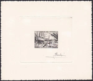 Polynesia Sc181 FIDES, Ship, Boat, Dry Dock, Social Development Signed Die Proof - Picture 1 of 1