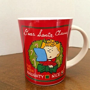 Peanuts Sally braune Weihnachtstasse Dear Santa I've Been Naughty Nice Gibson NEU - Bild 1 von 3