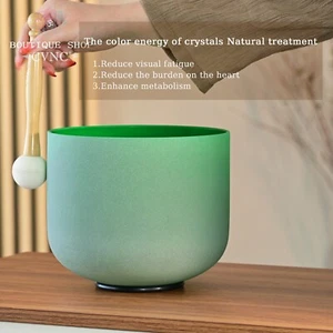 CVNC 432Hz 9"F Heart Chakra Green Quartz Crystal Singing Bowl Claming Nature - Picture 1 of 6