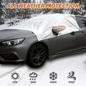 Half Car Cover PEVA+Cotton Windshield UV Waterproof Cover for Toyota Sedan R4F9 - Picture 1 of 8