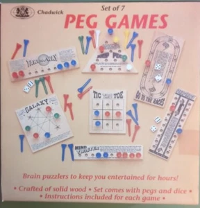 NEW  Chadwick Boardgame Set of 7 Peg Games Box 1989 - Picture 1 of 3