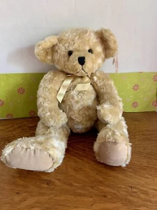 Russ Berrie Cosgrove Tan Golden Curly Teddy Bear Plush 17 Inch Weighted - Picture 1 of 12