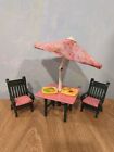 Fisher Price Loving family Patio Set Umbrella Food Trays Doll House accessories