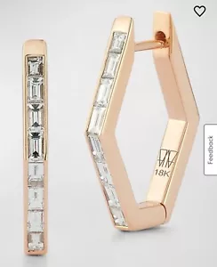 Walters Faith Quentin 18K Baguette Diamond Hexagon Hoop Earrings $4,200 - Picture 1 of 13
