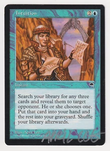 Silver Signed Intuition MP Tempest Artist April Lee 1997 MTG Magic Reserved List - Picture 1 of 2