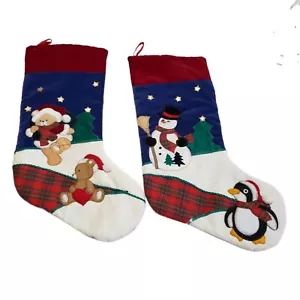 Vintage Christmas Stockings International Silver Company 1998 Velvet Set 2 - Picture 1 of 9