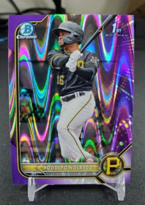 2022 Bowman Chrome Rodolfo Nolasco 1st Bowman /250 Purple RayWave Pirates Giants - Image 1 of 4