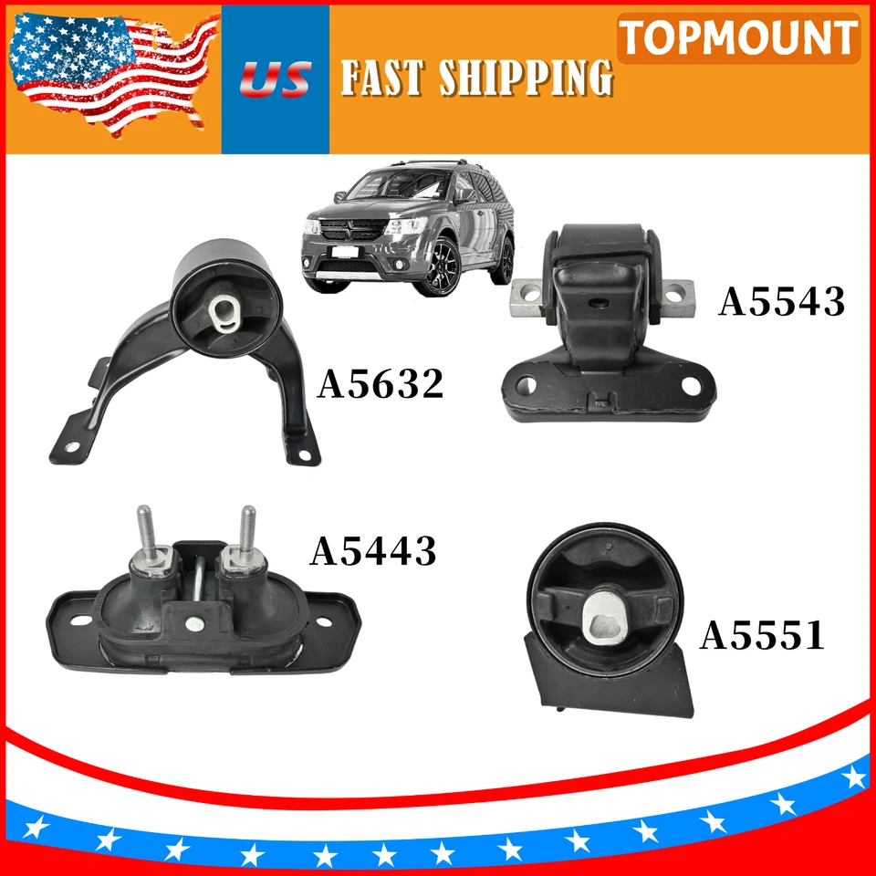 4PCS Engine Motor & Trans Mount Set Fits for 2011-2018 Dodge Journey 3.6L FWD Foto 1 de 4
