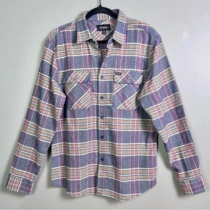 Brixton shirt men's medium button down flannel tartan plaid thick NEW grunge - Picture 1 of 7