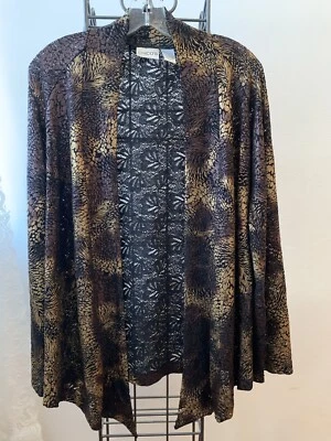 Chaqueta Top Cárdigan CHICO'S Dorado Bronce Negro Noche Abierta 0 36" S Piel de Serpiente? Foto 1 de 4