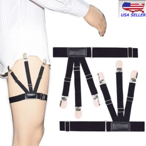 1 Pair Male Shirt Garters Stays Business Suspenders Braces Men's Garter Belt - Picture 1 of 7