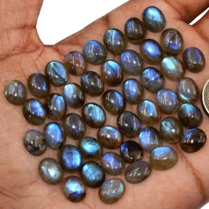 Lote de 44 piedras preciosas cabujón ovalado destello azul verde labradorita natural 11 mm x 9 mm - Imagen 1 de 10