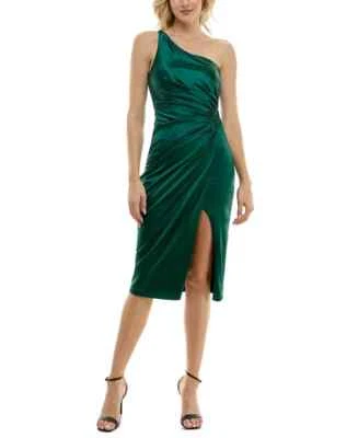 Vestido midi de satén fruncido con un hombro verde esmeralda B Darlin para mujer junior 0 Foto 1 de 4
