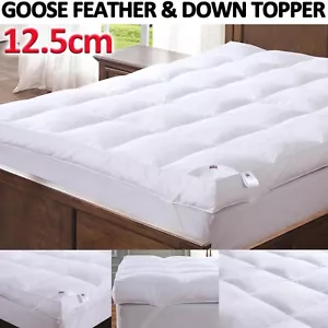 LUXURY 12.5CM GOOSE FEATHER & DOWN MATTRESS TOPPER ENHANCER 5" INCH EXTRA DEEP - Picture 1 of 9