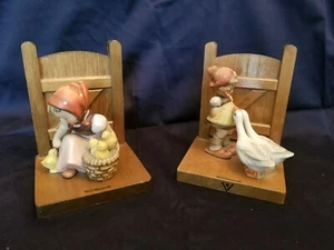 Vintage MJ Hummel Girl Bookends Geese Chicks - Picture 1 of 6