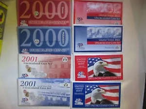 LOT of 4 Uncirculated US Mint sets P & D 2000 2001 2002 2003, w/ State Quarters - Picture 1 of 2